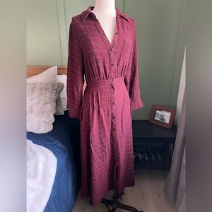 Zara Burgundy Plaid Dress